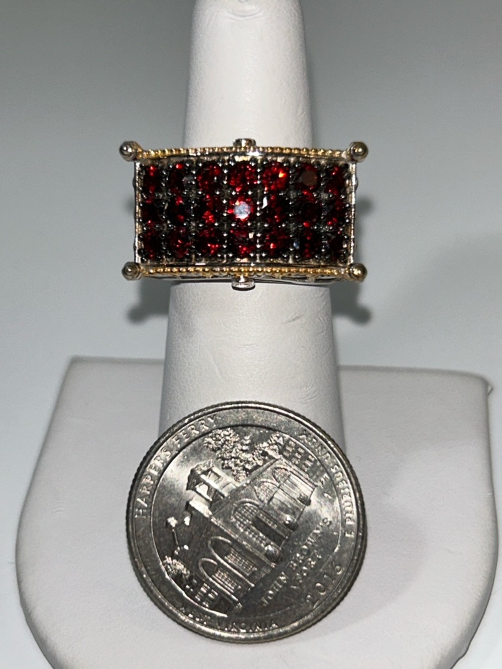 NWT Gems En Vogue Designer Palladium 14k Accent Genuine Garnet Bridge Ring - Picture 7 of 13